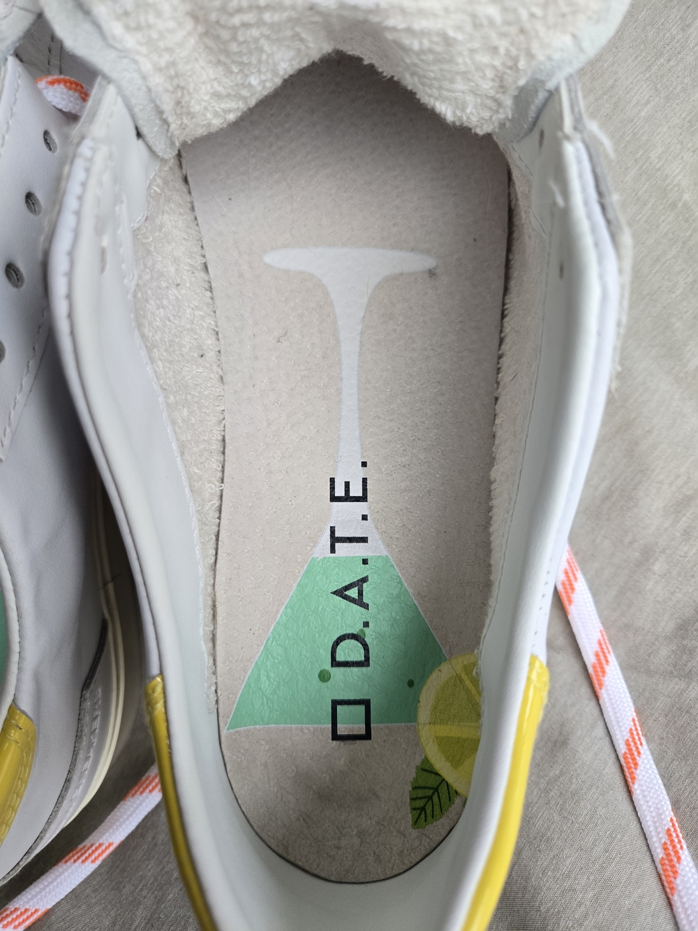D.A.T.E. Hill Low Premium Italian Leather Sneakers White Pink Palm Tree US 7 - Picture 9 of 14